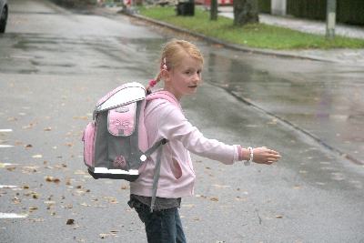 So ist es richtig: Mit dem Autofahrer in Blickkontakt und ihm mit Handzeichen anzeigen, dass ich den �berweg queren m�chte